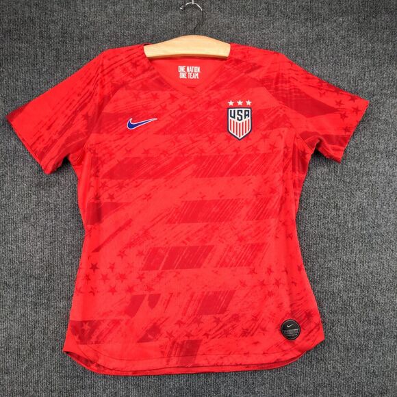 Nike Dri-Fit USA Soccer Jersey Womens Large Short Sleeve Red Crew Neck - Picture 2 of 14